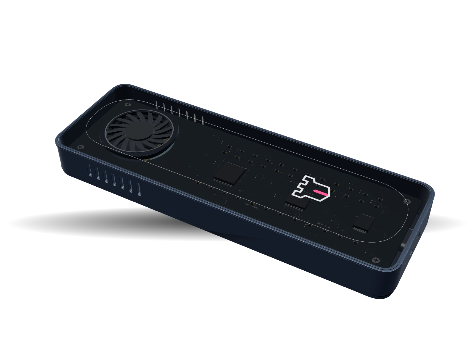 Blackhold Keep with a smoked cover and visible cooling fan