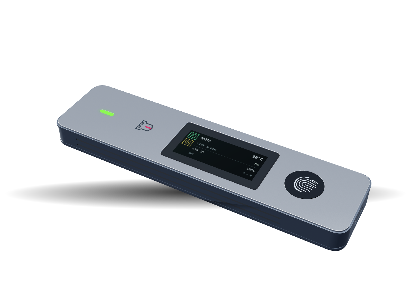 Blackhold Keep with a silver face, status display and fingerprint reader